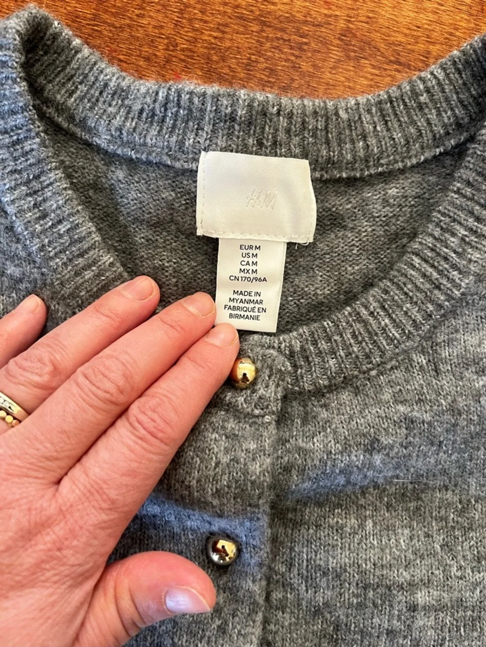 H&M Gray Knit Button Cardigan with silver Buttons - Picture 4 of 7